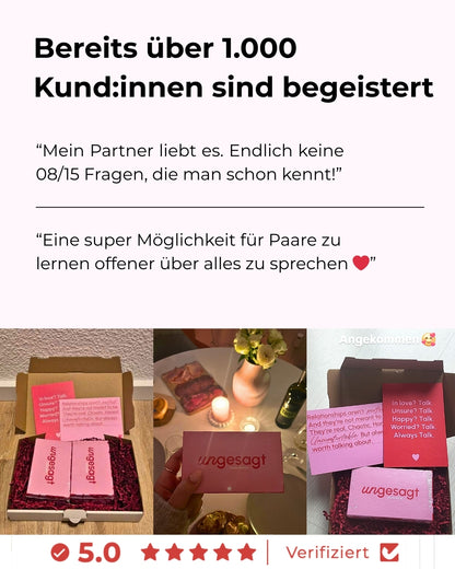 Kartenspiel für Paare – Ungesagt „Herz über Kopf“ Couple Edition